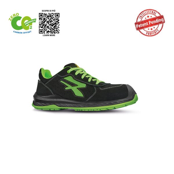 upower scarpa antinfortunistica modello canyon linea red industry green vista laterale
